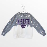 KANSAS STATE WILDCATS CASUAL FAN KIDS FADED WASH CREWNECK PULLOVER