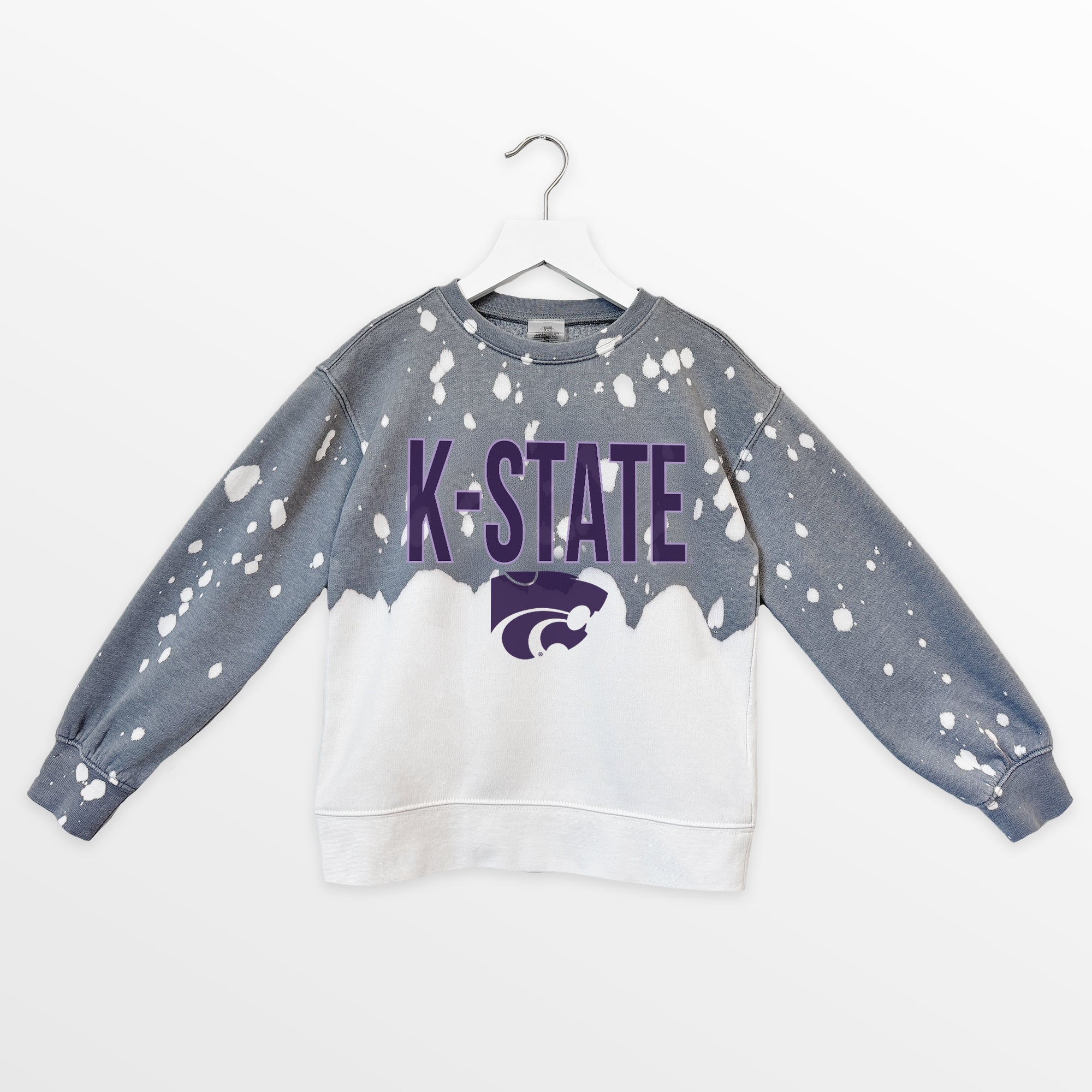 KANSAS STATE WILDCATS CASUAL FAN KIDS FADED WASH CREWNECK PULLOVER