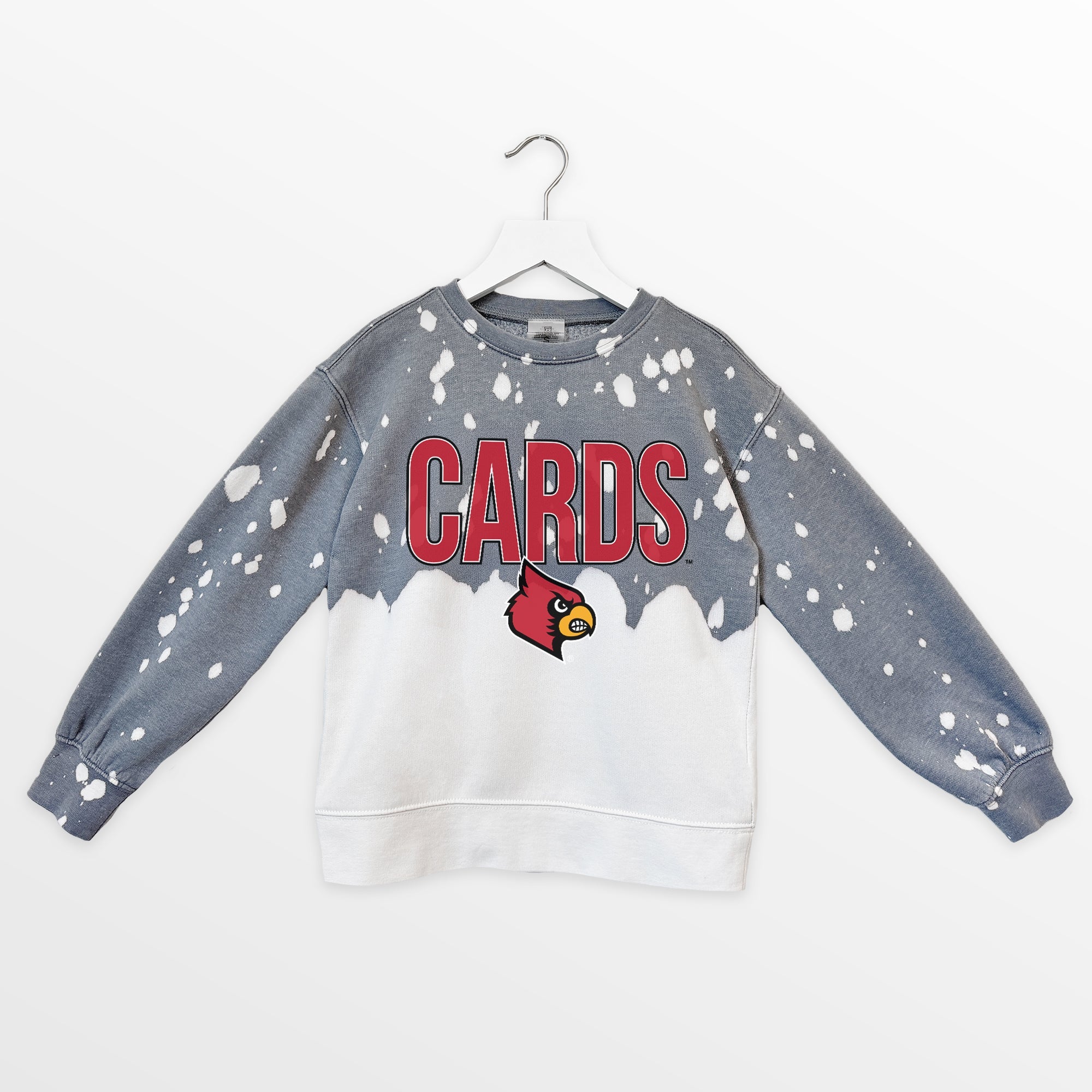 LOUISVILLE CARDINALS CASUAL FAN KIDS FADED WASH CREWNECK PULLOVER