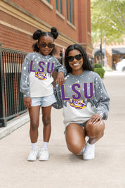 LSU TIGERS CASUAL FAN KIDS FADED WASH CREWNECK PULLOVER