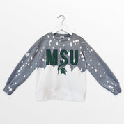 MICHIGAN STATE SPARTANS CASUAL FAN KIDS FADED WASH CREWNECK PULLOVER