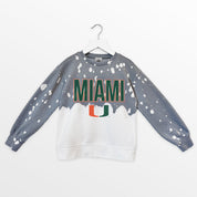 MIAMI HURRICANES CASUAL FAN KIDS FADED WASH CREWNECK PULLOVER
