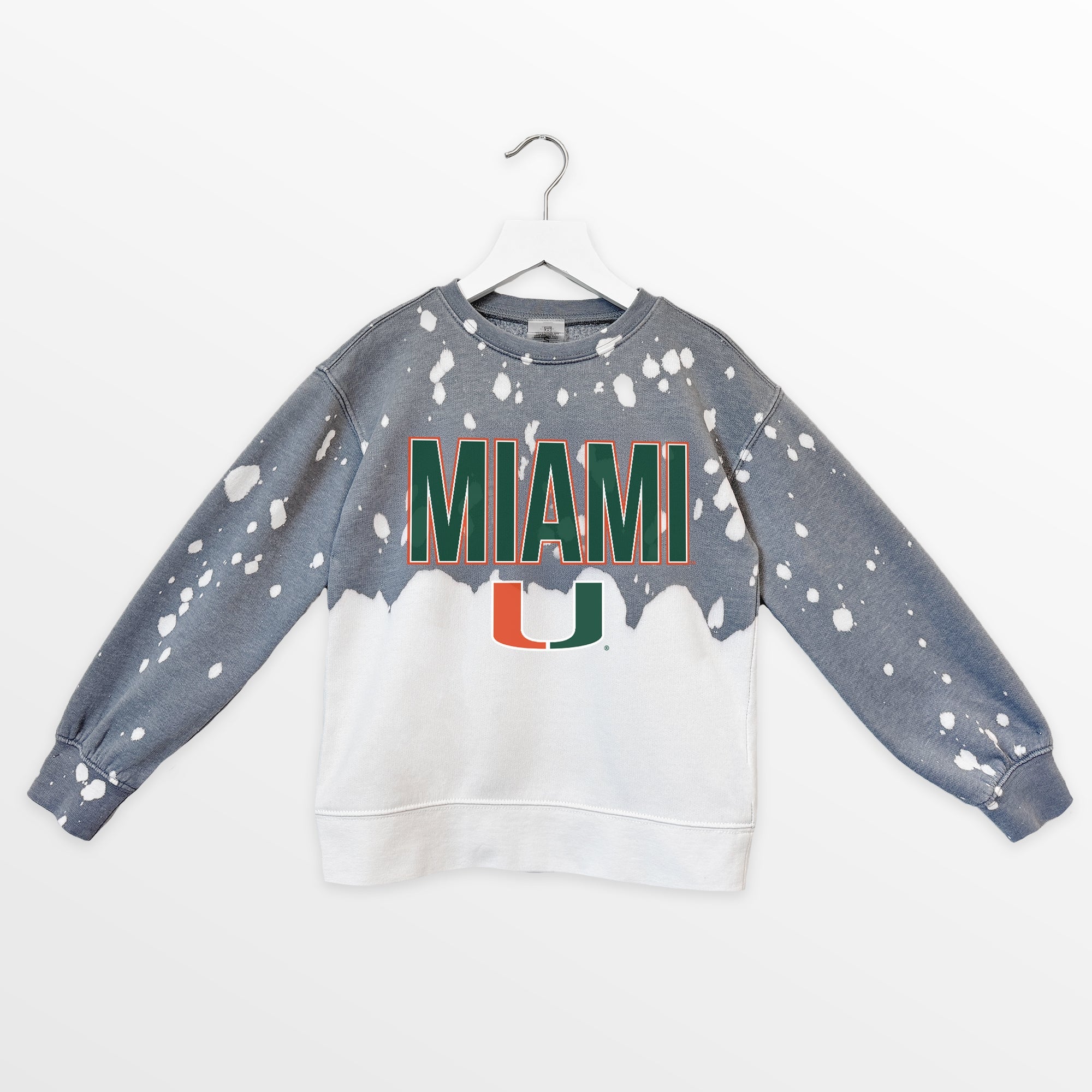MIAMI HURRICANES CASUAL FAN KIDS FADED WASH CREWNECK PULLOVER