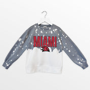MIAMI OF OHIO REDHAWKS CASUAL FAN KIDS FADED WASH CREWNECK PULLOVER
