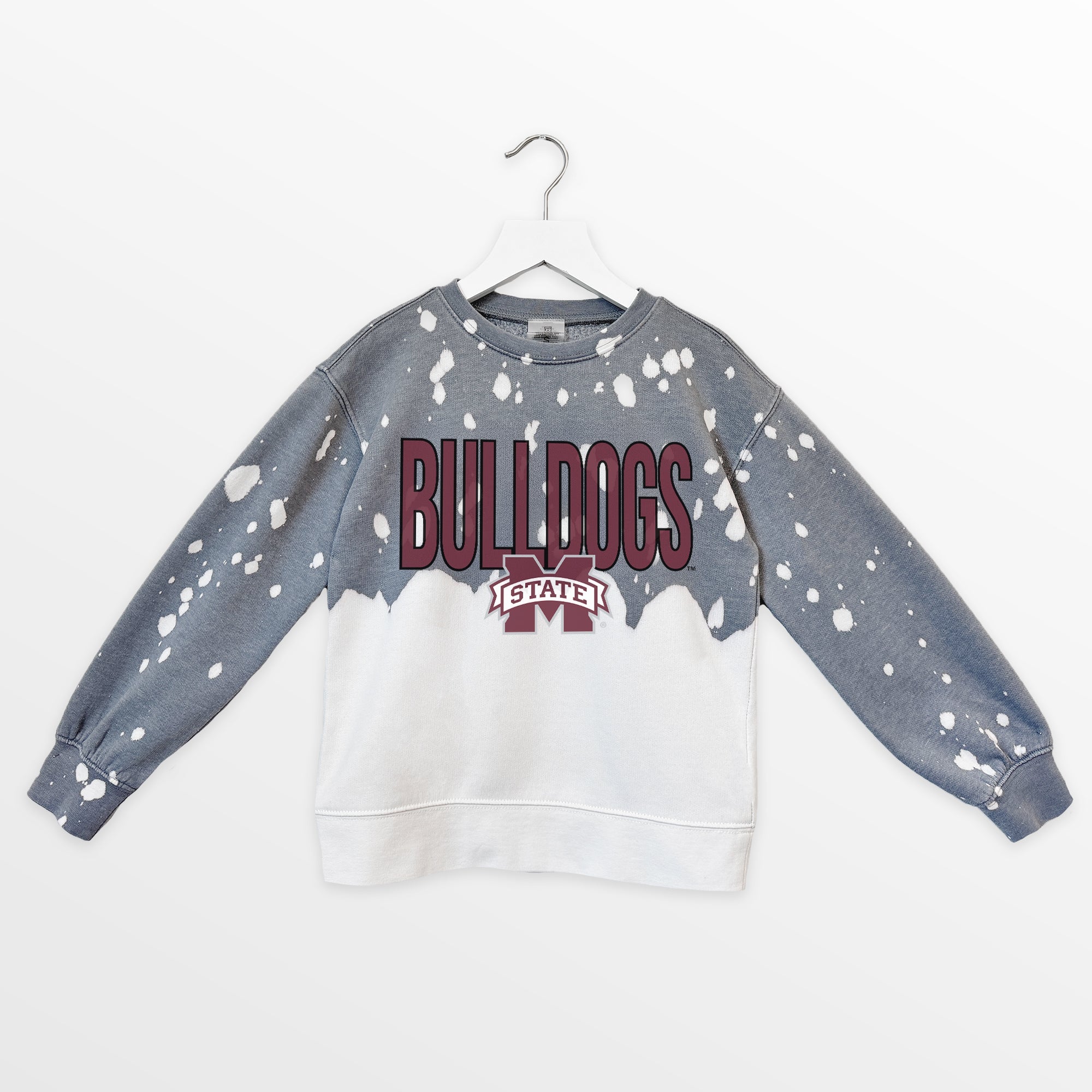 MISSISSIPPI STATE BULLDOGS CASUAL FAN KIDS FADED WASH CREWNECK PULLOVER
