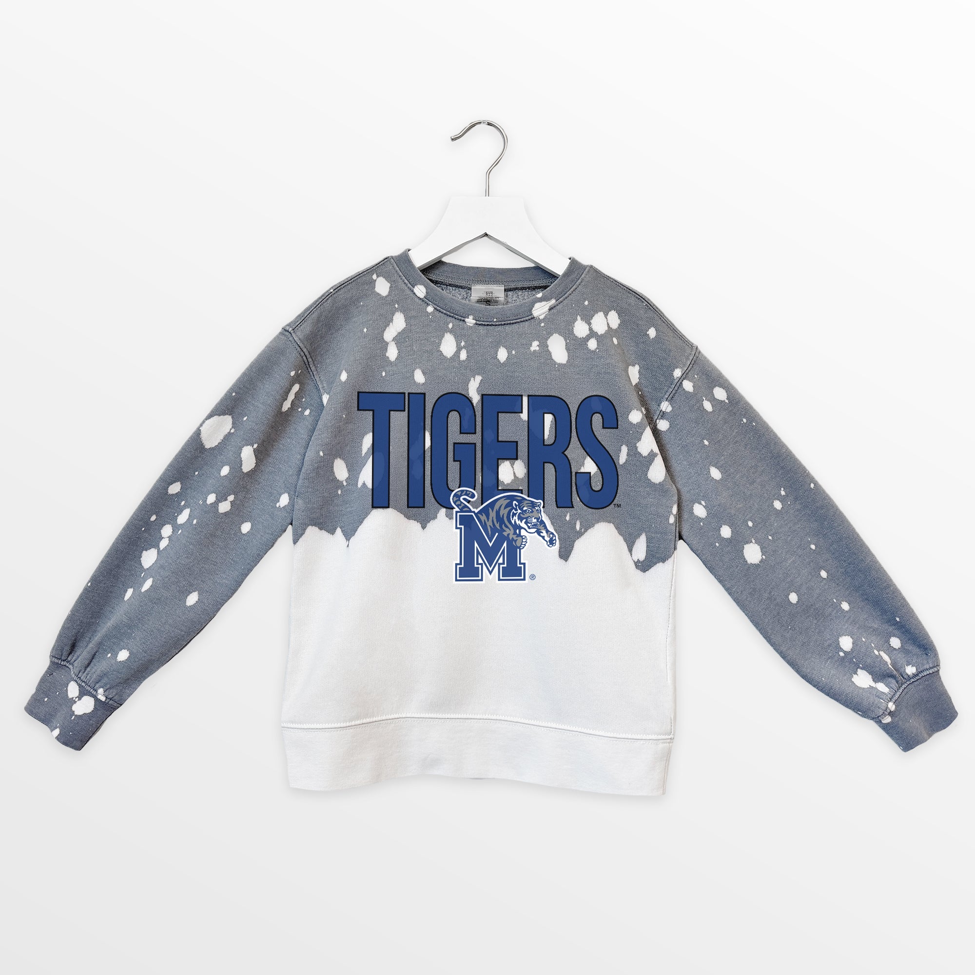 MEMPHIS TIGERS CASUAL FAN KIDS FADED WASH CREWNECK PULLOVER