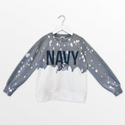 US NAVY MIDSHIPMEN CASUAL FAN KIDS FADED WASH CREWNECK PULLOVER