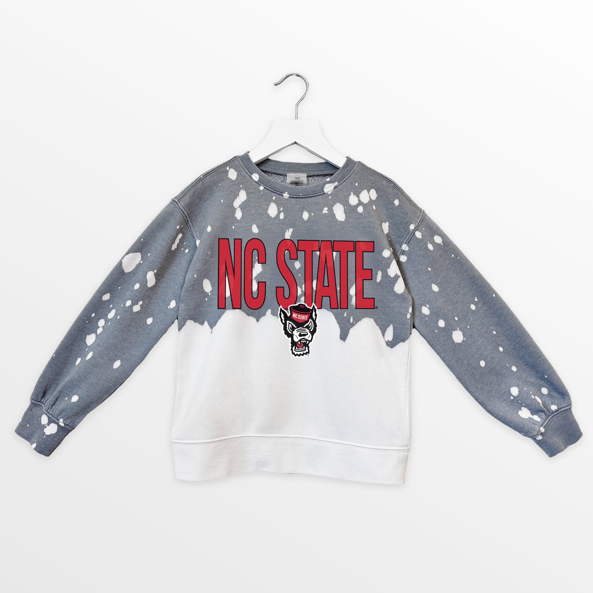 NORTH CAROLINA STATE WOLFPACK CASUAL FAN KIDS FADED WASH CREWNECK PULLOVER
