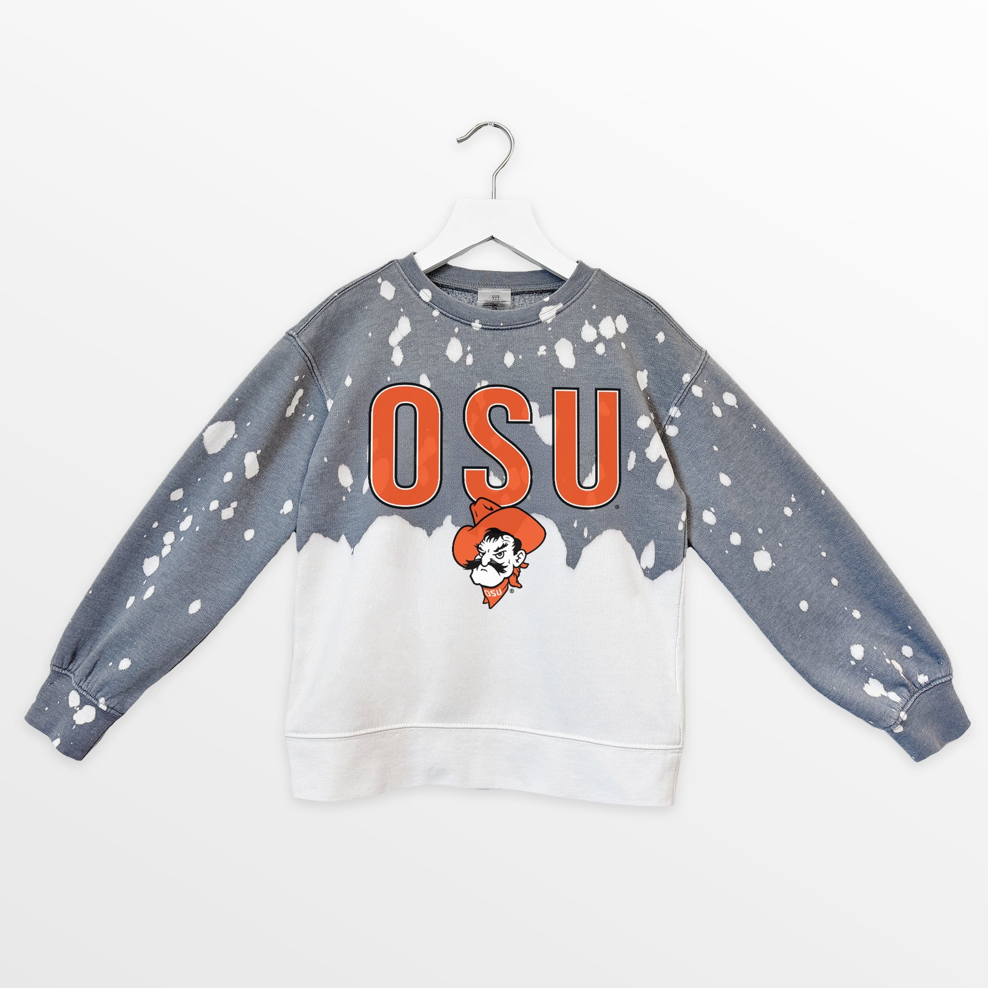 OKLAHOMA STATE COWBOYS CASUAL FAN KIDS FADED WASH CREWNECK PULLOVER