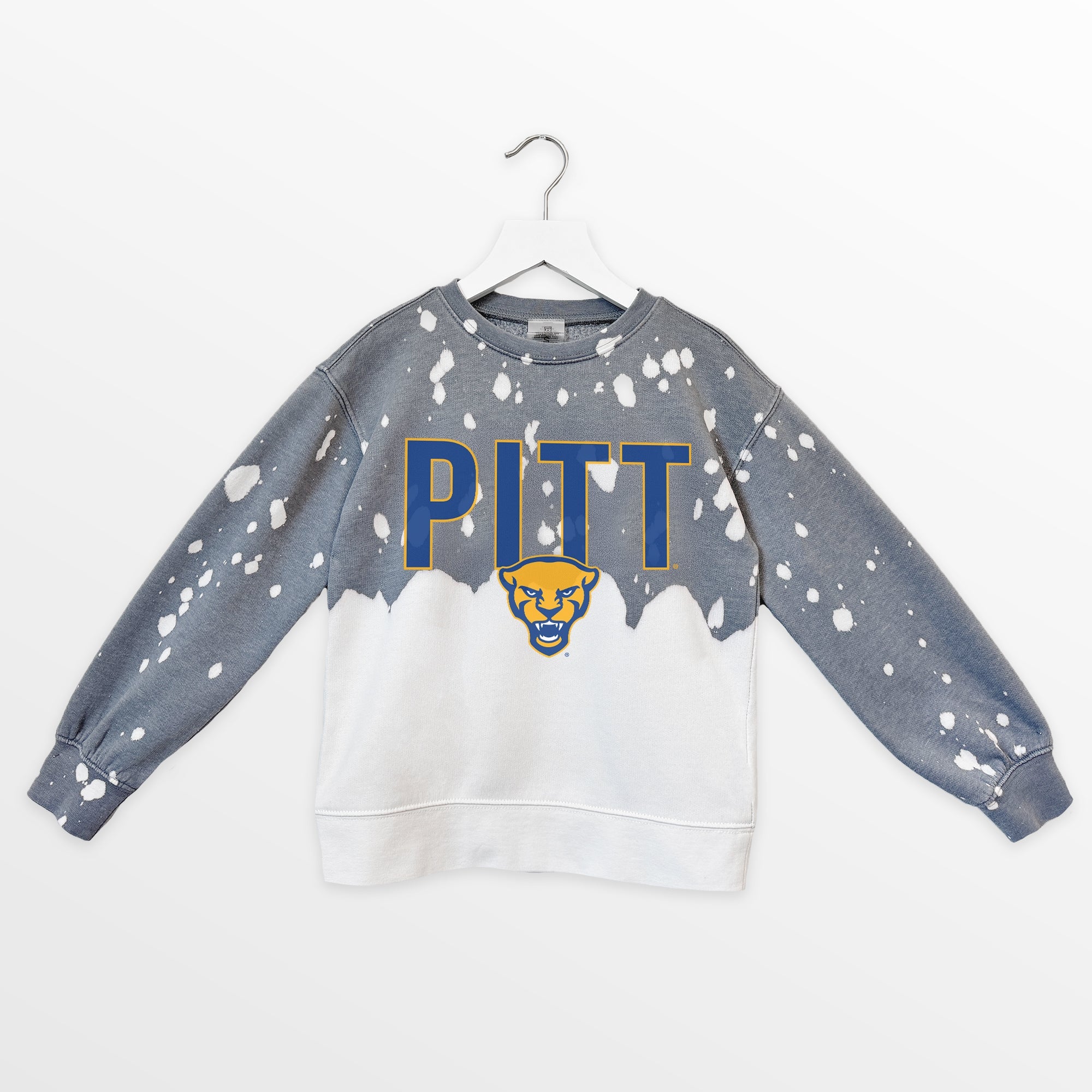 PITTSBURGH PANTHERS CASUAL FAN KIDS FADED WASH CREWNECK PULLOVER