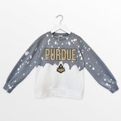 PURDUE BOILERMAKERS CASUAL FAN KIDS FADED WASH CREWNECK PULLOVER