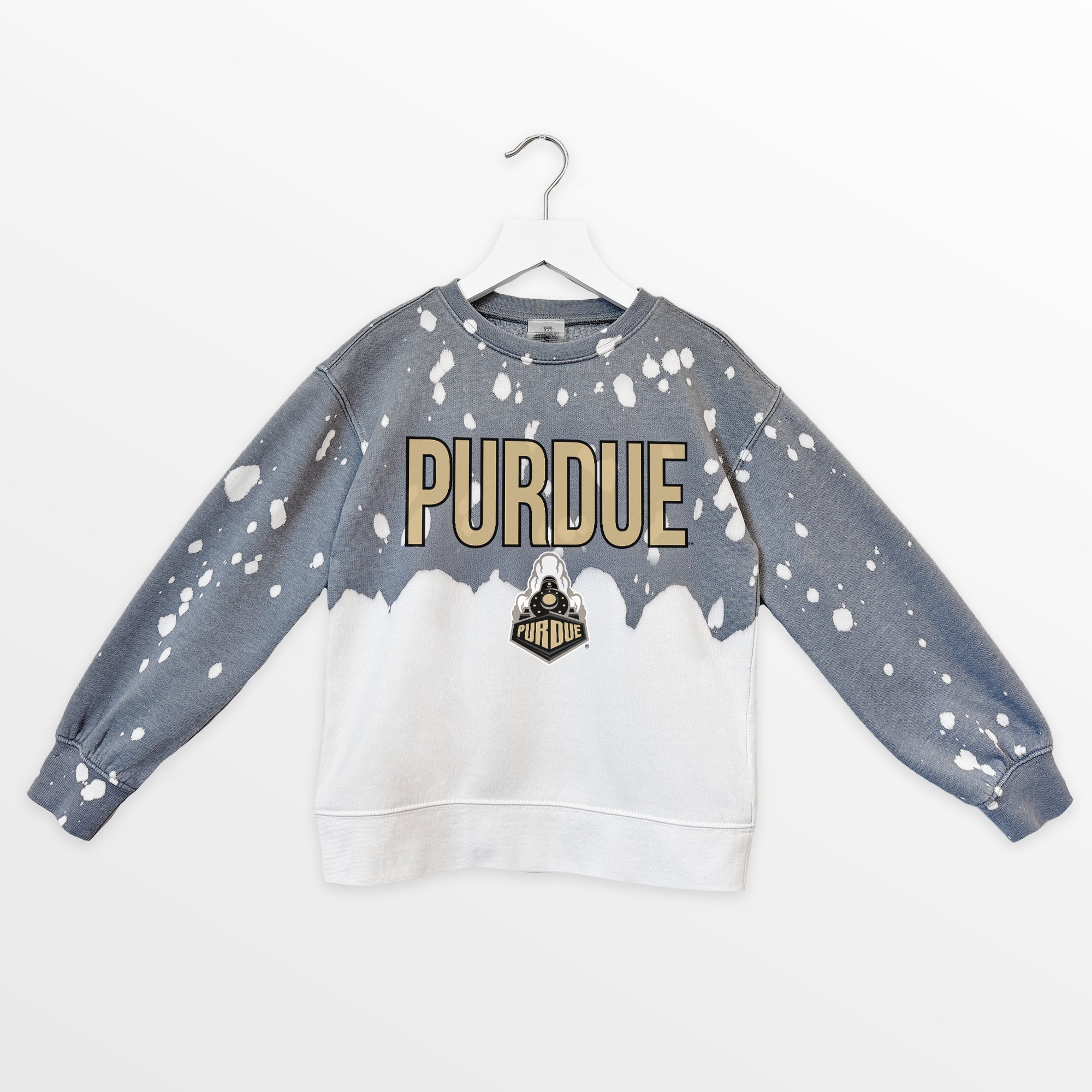 PURDUE BOILERMAKERS CASUAL FAN KIDS FADED WASH CREWNECK PULLOVER