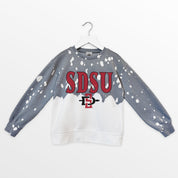 SAN DIEGO STATE AZTECS CASUAL FAN KIDS FADED WASH CREWNECK PULLOVER