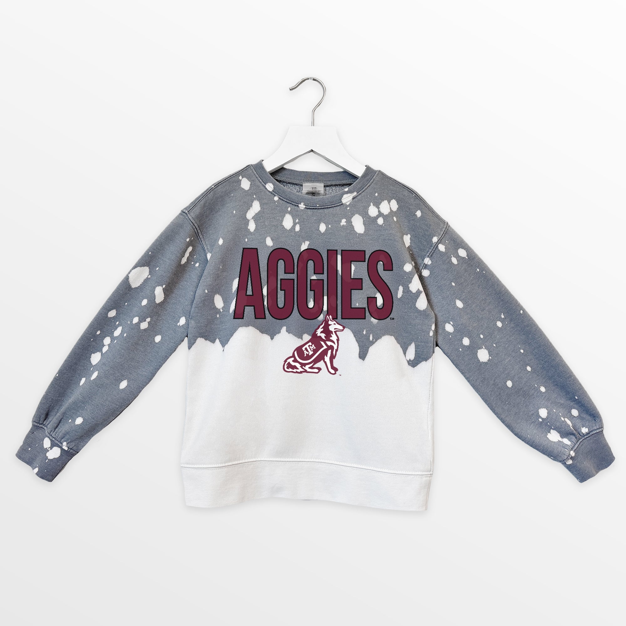 TEXAS A&M AGGIES CASUAL FAN KIDS FADED WASH CREWNECK PULLOVER