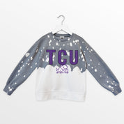TCU HORNED FROGS CASUAL FAN KIDS FADED WASH CREWNECK PULLOVER