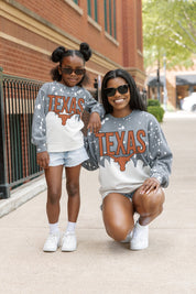 TEXAS LONGHORNS CASUAL FAN KIDS FADED WASH CREWNECK PULLOVER