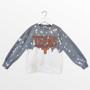 TEXAS LONGHORNS CASUAL FAN KIDS FADED WASH CREWNECK PULLOVER