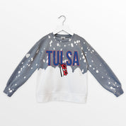 TULSA GOLDEN HURRICANE CASUAL FAN KIDS FADED WASH CREWNECK PULLOVER