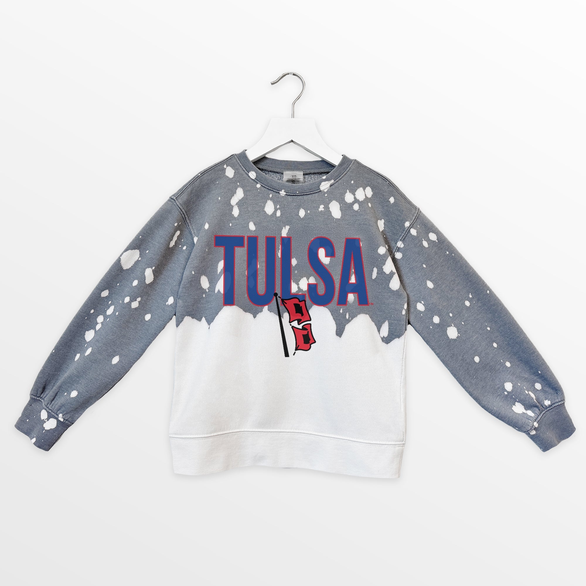 TULSA GOLDEN HURRICANE CASUAL FAN KIDS FADED WASH CREWNECK PULLOVER