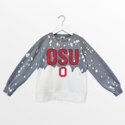 OHIO STATE BUCKEYES CASUAL FAN KIDS FADED WASH CREWNECK PULLOVER