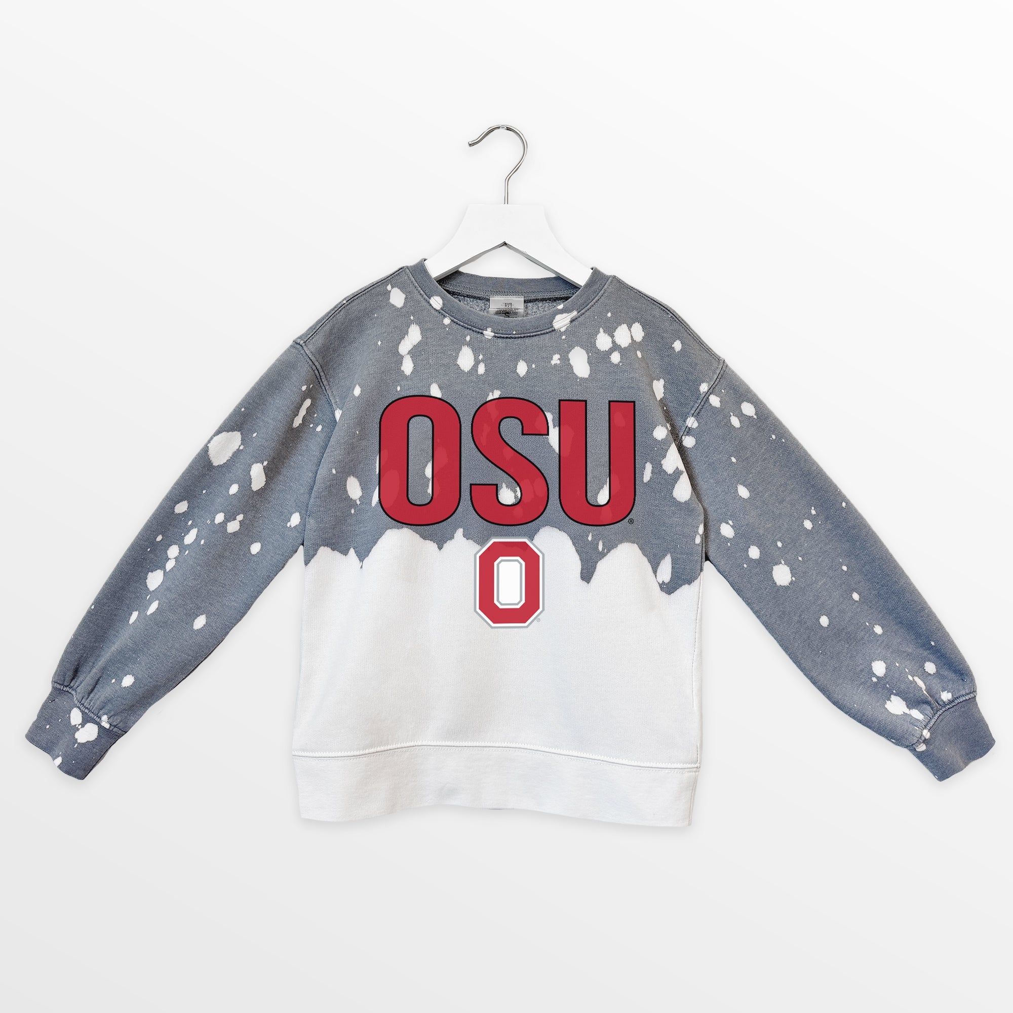OHIO STATE BUCKEYES CASUAL FAN KIDS FADED WASH CREWNECK PULLOVER