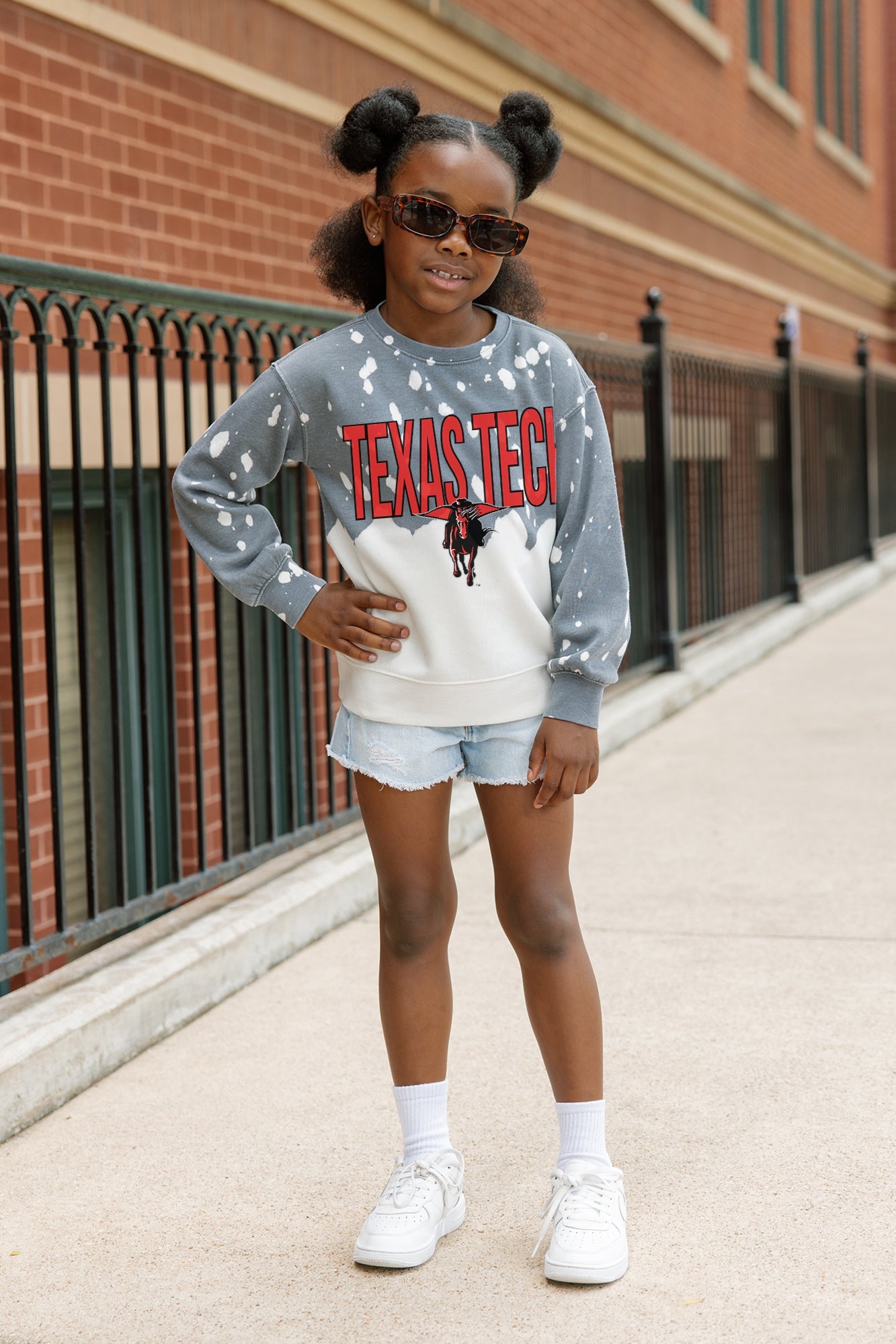 TEXAS TECH RED RAIDERS CASUAL FAN KIDS FADED WASH CREWNECK PULLOVER