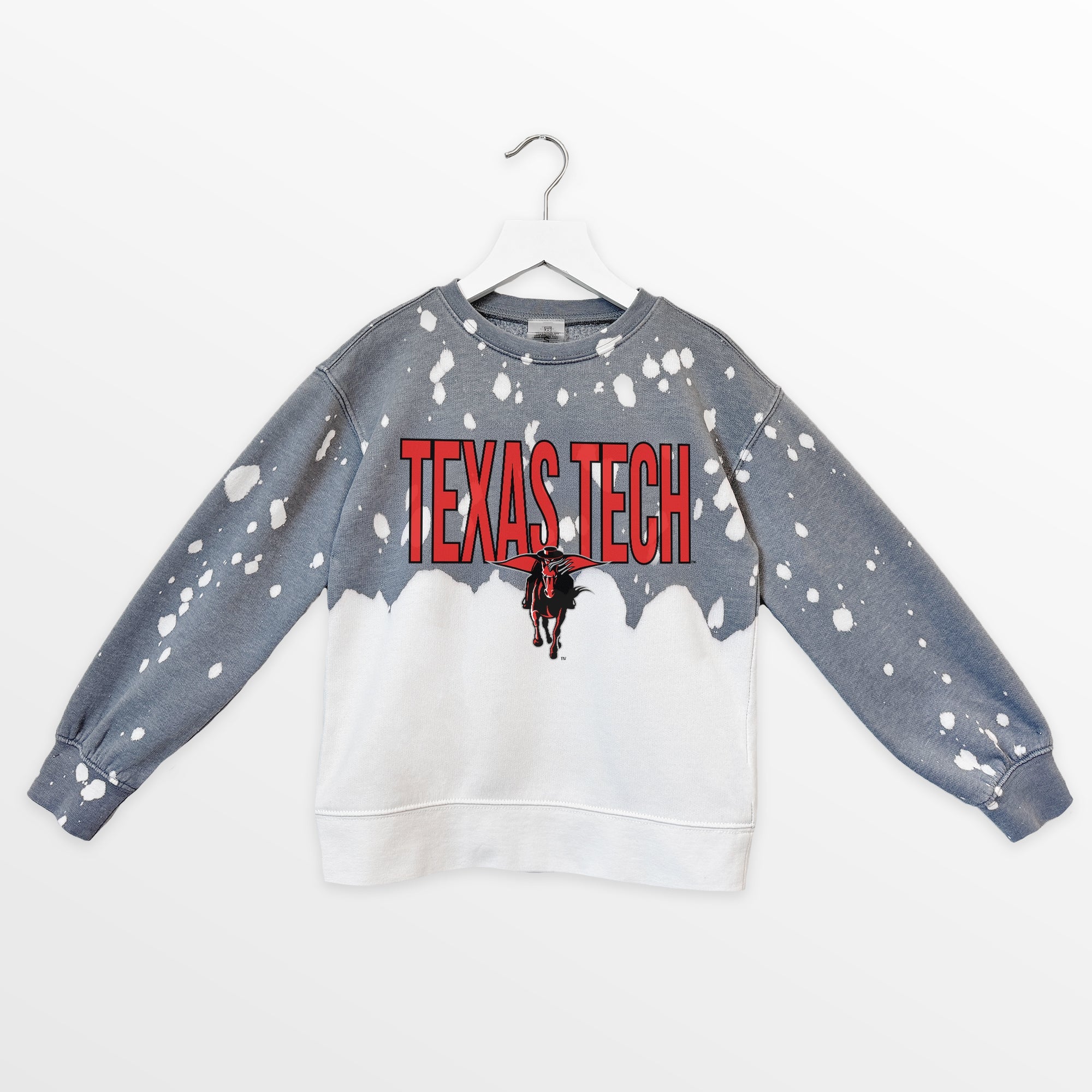 TEXAS TECH RED RAIDERS CASUAL FAN KIDS FADED WASH CREWNECK PULLOVER