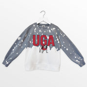 GEORGIA BULLDOGS CASUAL FAN KIDS FADED WASH CREWNECK PULLOVER