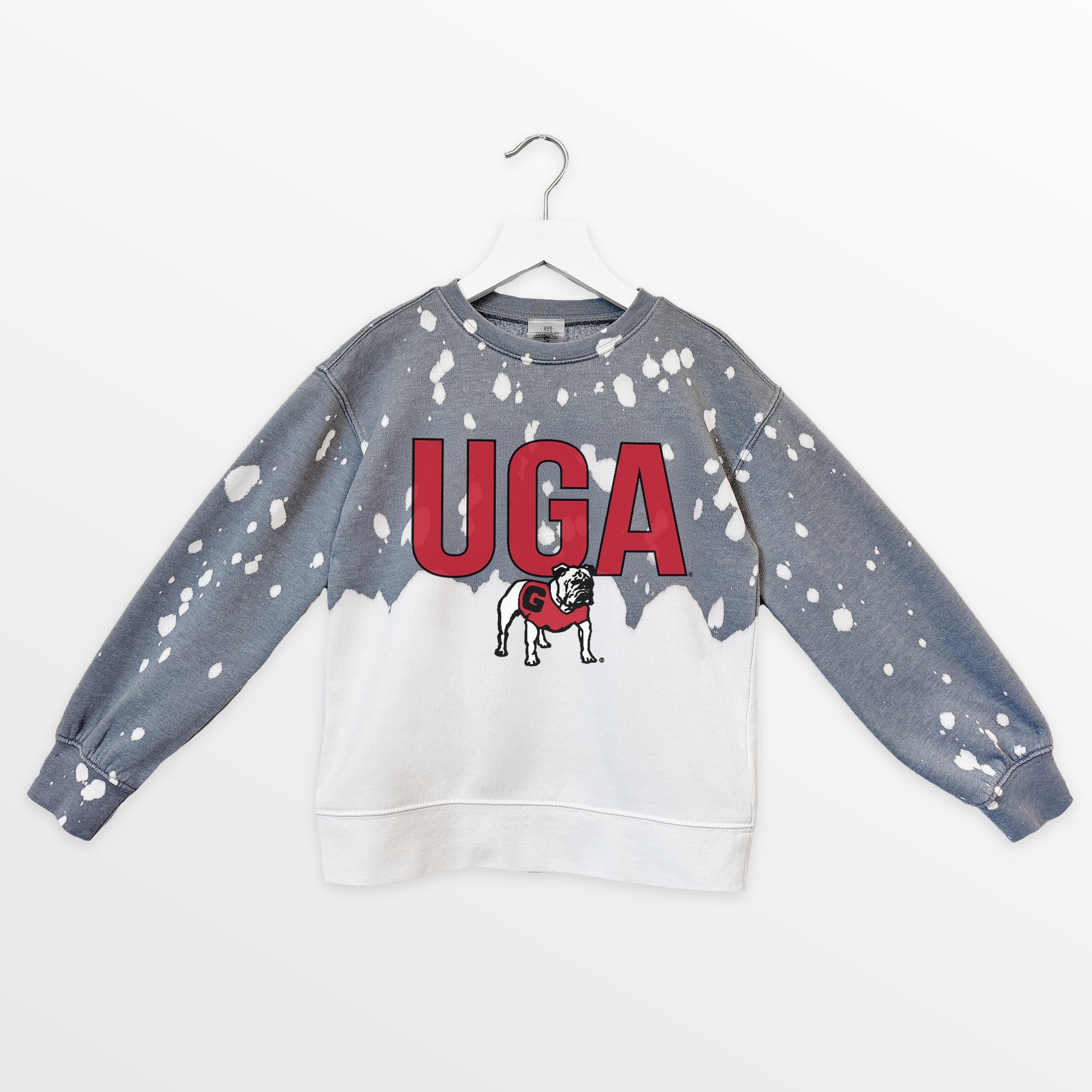 GEORGIA BULLDOGS CASUAL FAN KIDS FADED WASH CREWNECK PULLOVER