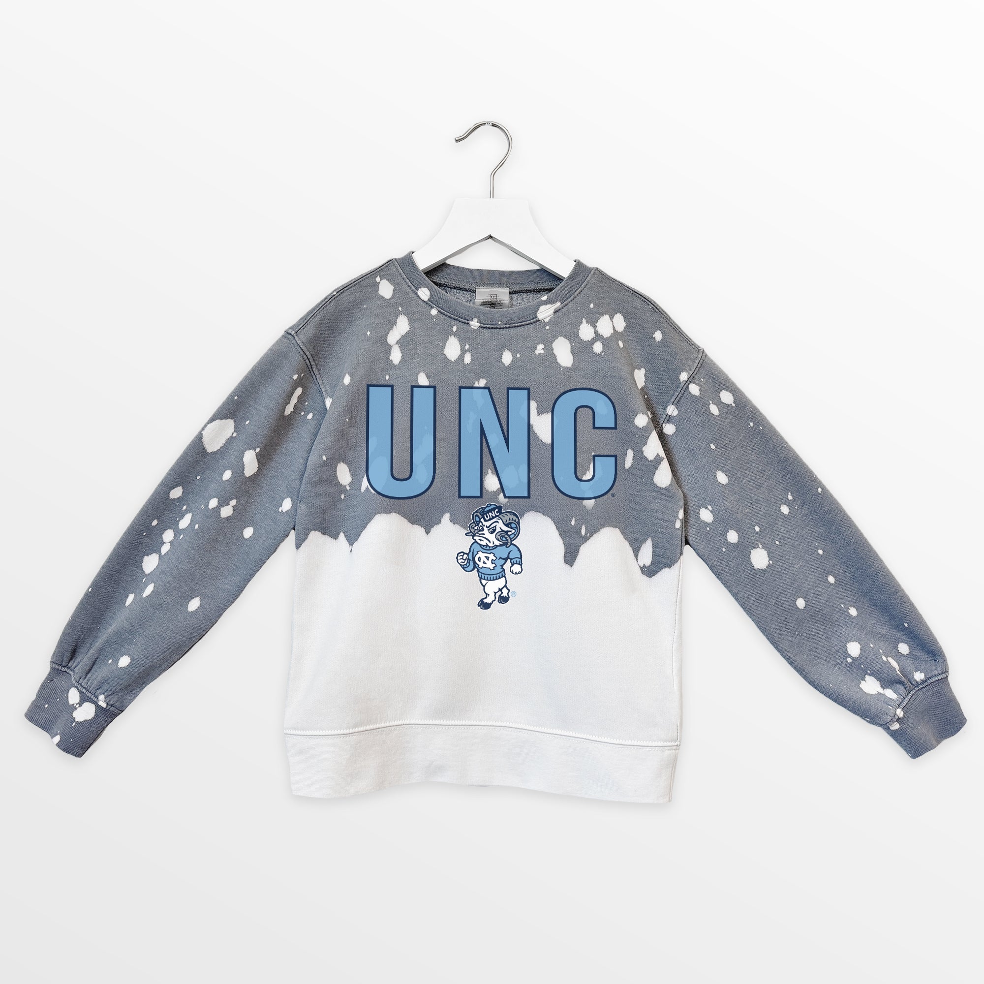 NORTH CAROLINA TAR HEELS CASUAL FAN KIDS FADED WASH CREWNECK PULLOVER