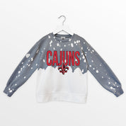 LOUISIANA RAGIN' CAJUNS CASUAL FAN KIDS FADED WASH CREWNECK PULLOVER