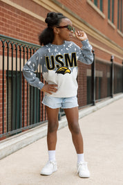 SOUTHERN MISS GOLDEN EAGLES CASUAL FAN KIDS FADED WASH CREWNECK PULLOVER