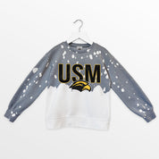 SOUTHERN MISS GOLDEN EAGLES CASUAL FAN KIDS FADED WASH CREWNECK PULLOVER