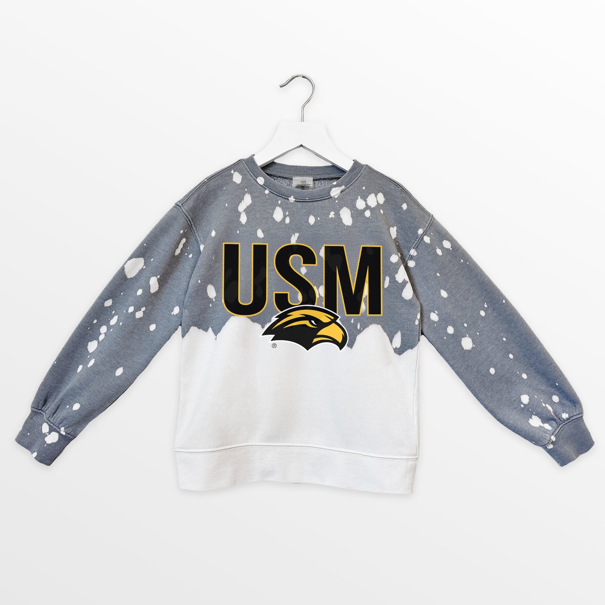 SOUTHERN MISS GOLDEN EAGLES CASUAL FAN KIDS FADED WASH CREWNECK PULLOVER