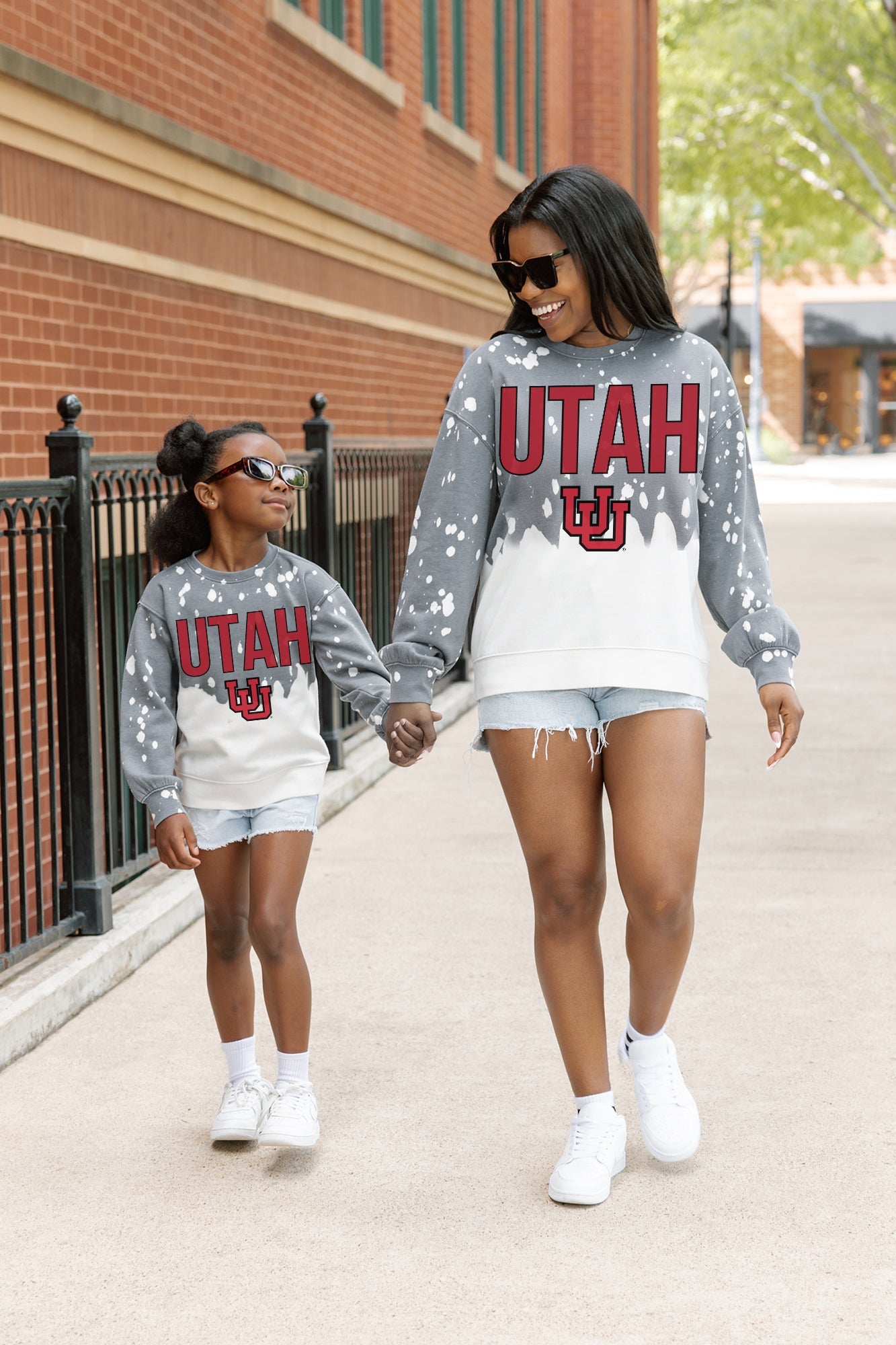 UTAH UTES CASUAL FAN KIDS FADED WASH CREWNECK PULLOVER