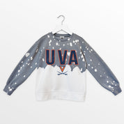 VIRGINIA CAVALIERS CASUAL FAN KIDS FADED WASH CREWNECK PULLOVER