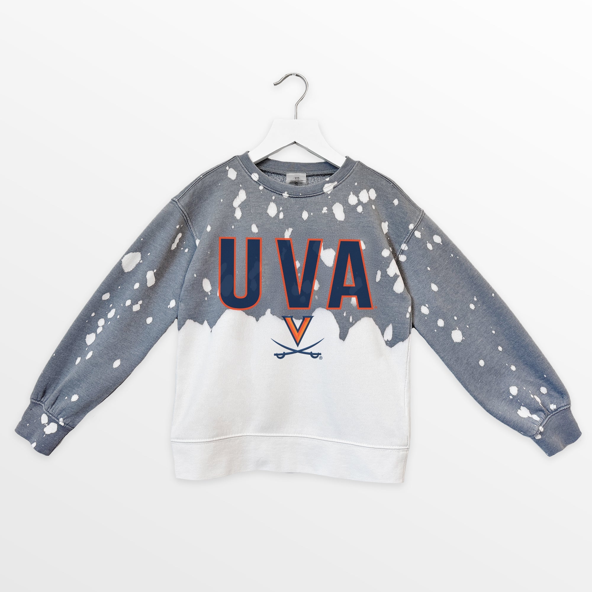 VIRGINIA CAVALIERS CASUAL FAN KIDS FADED WASH CREWNECK PULLOVER