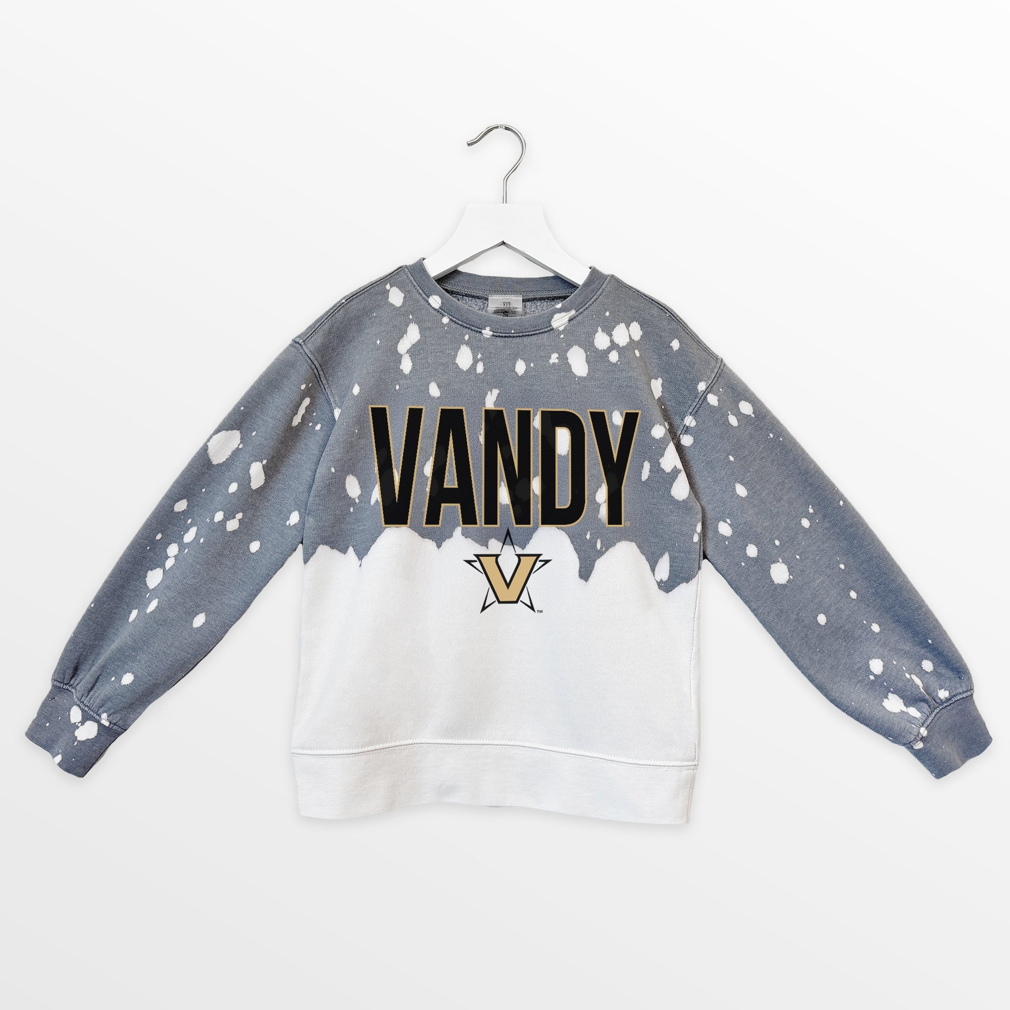 VANDERBILT COMMODORES CASUAL FAN KIDS FADED WASH CREWNECK PULLOVER