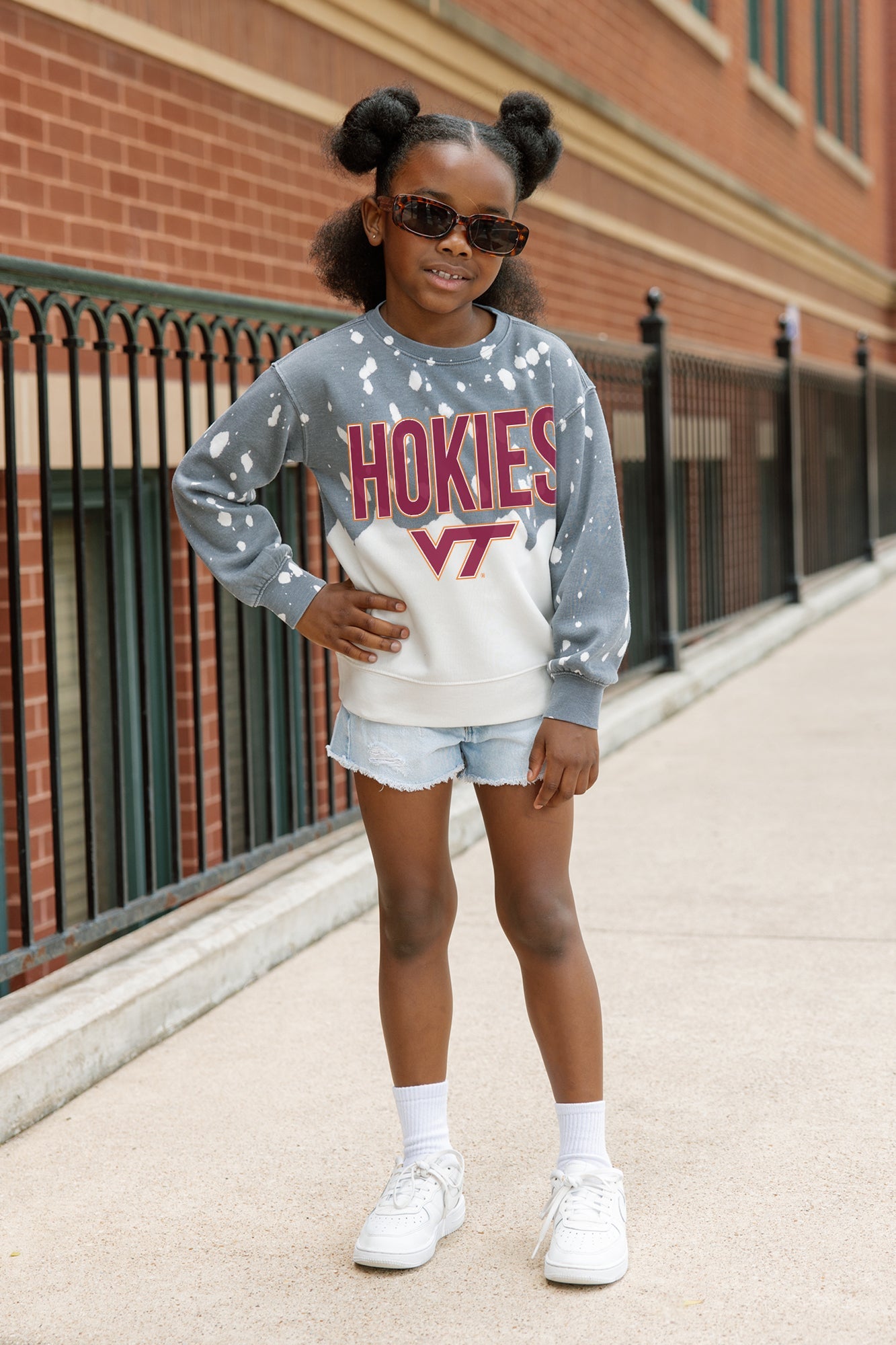 VIRGINIA TECH HOKIES CASUAL FAN KIDS FADED WASH CREWNECK PULLOVER