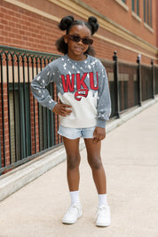 WESTERN KENTUCKY HILLTOPPERS CASUAL FAN KIDS FADED WASH CREWNECK PULLOVER