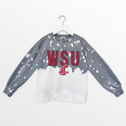 WASHINGTON STATE COUGARS CASUAL FAN KIDS FADED WASH CREWNECK PULLOVER