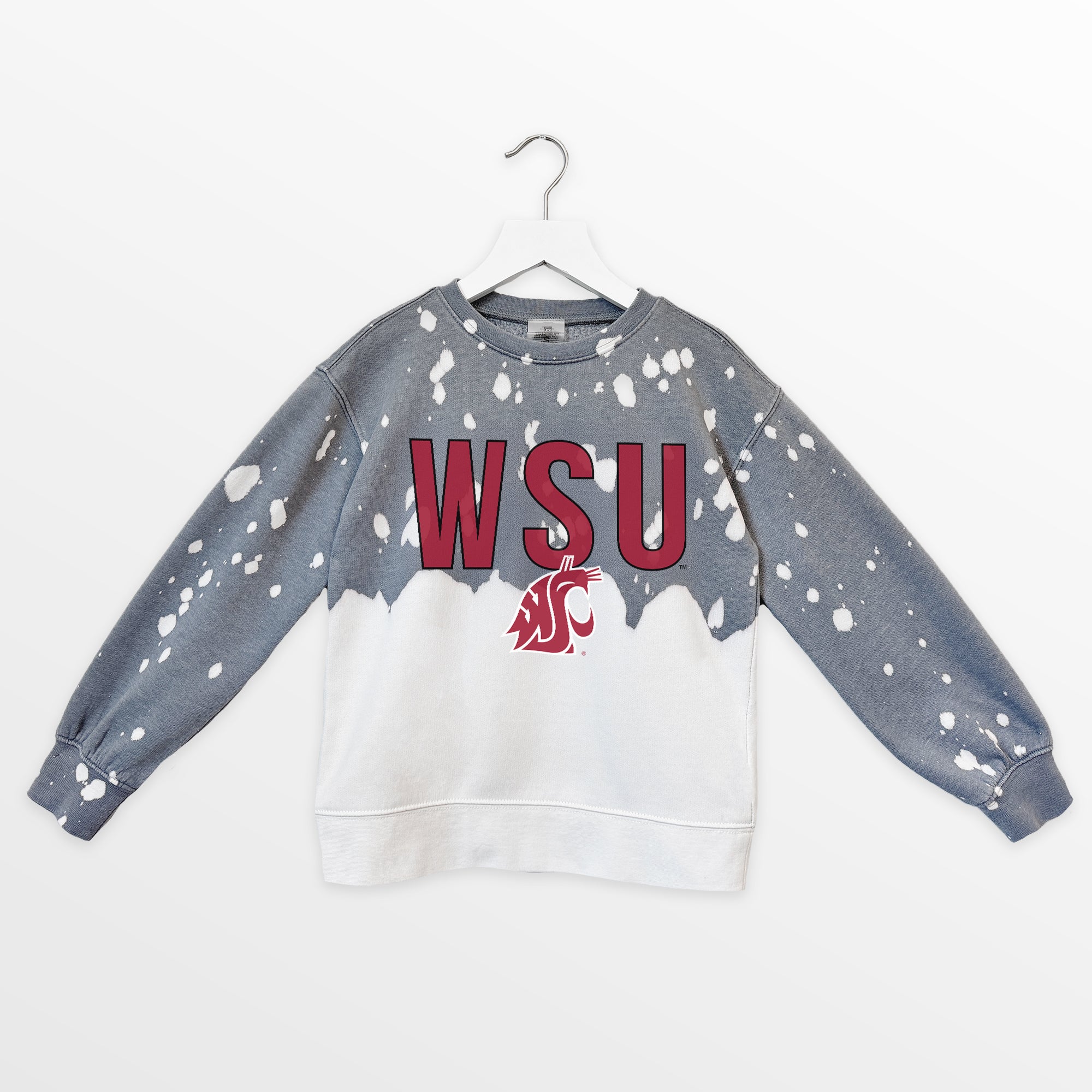 WASHINGTON STATE COUGARS CASUAL FAN KIDS FADED WASH CREWNECK PULLOVER