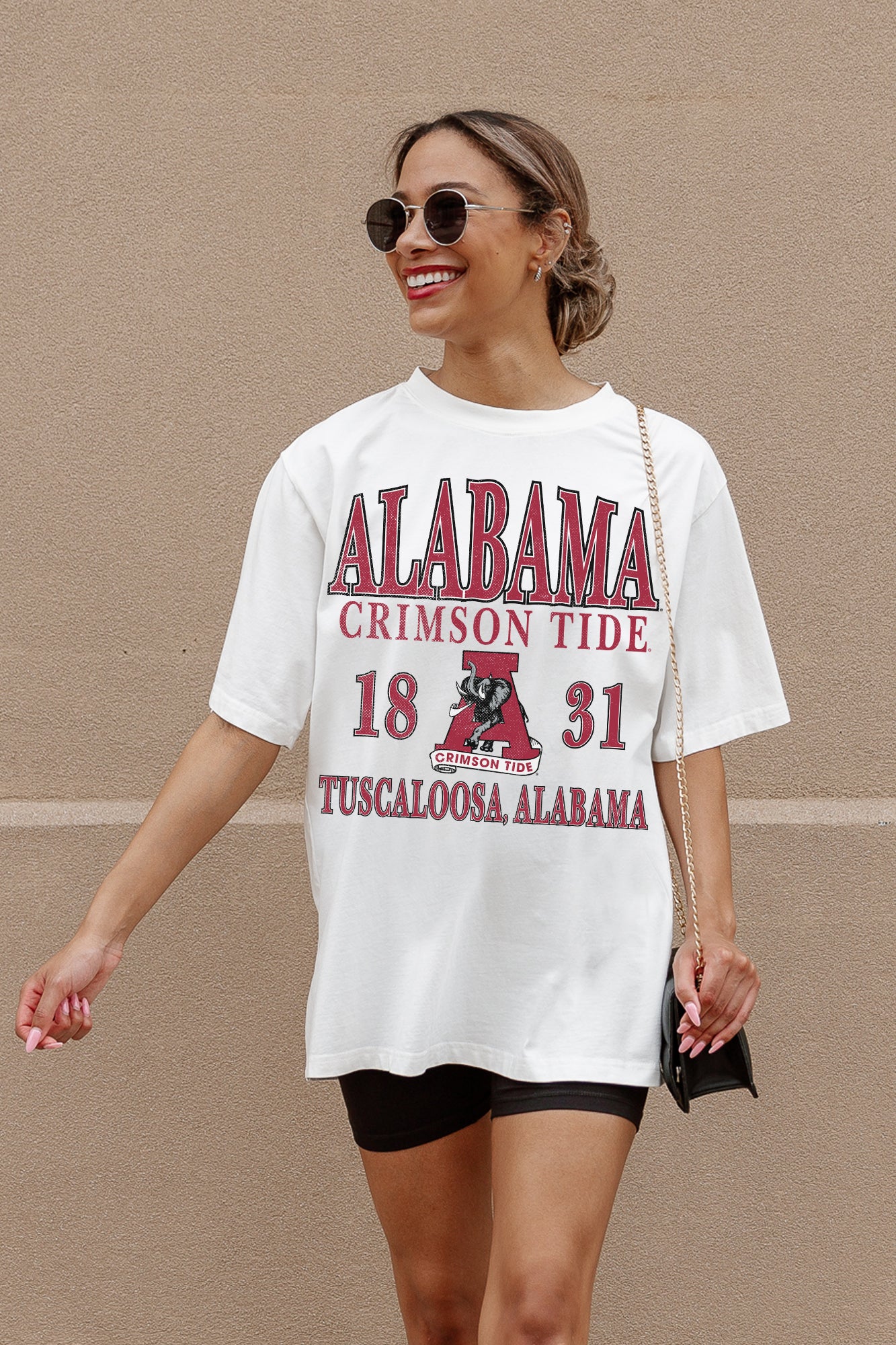 ALABAMA CRIMSON TIDE OLD SCHOOL COOL OVERSIZED CREWNECK TEE-
