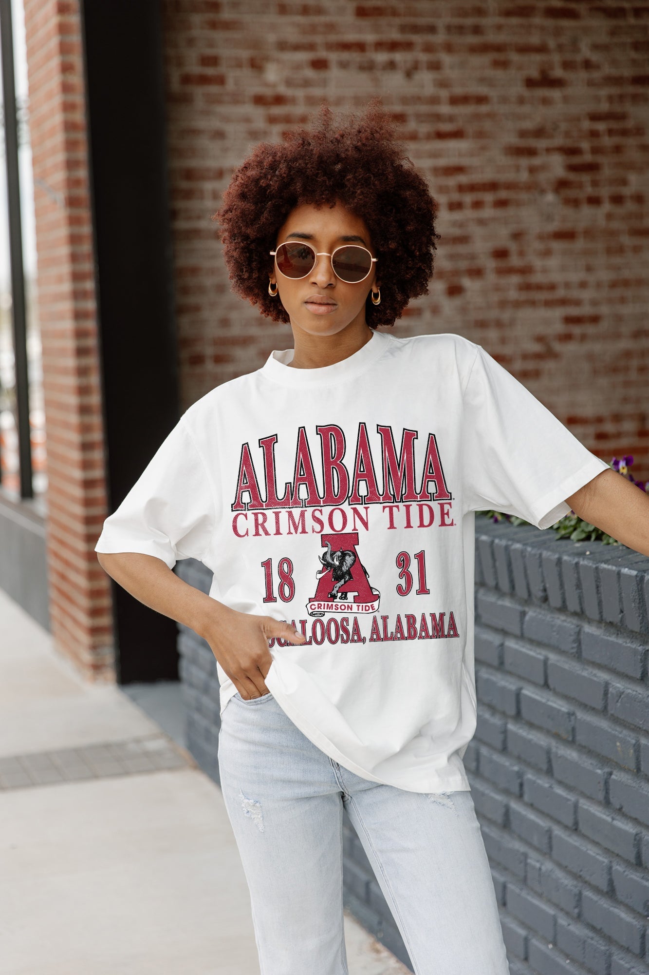 ALABAMA CRIMSON TIDE OLD SCHOOL COOL OVERSIZED CREWNECK TEE