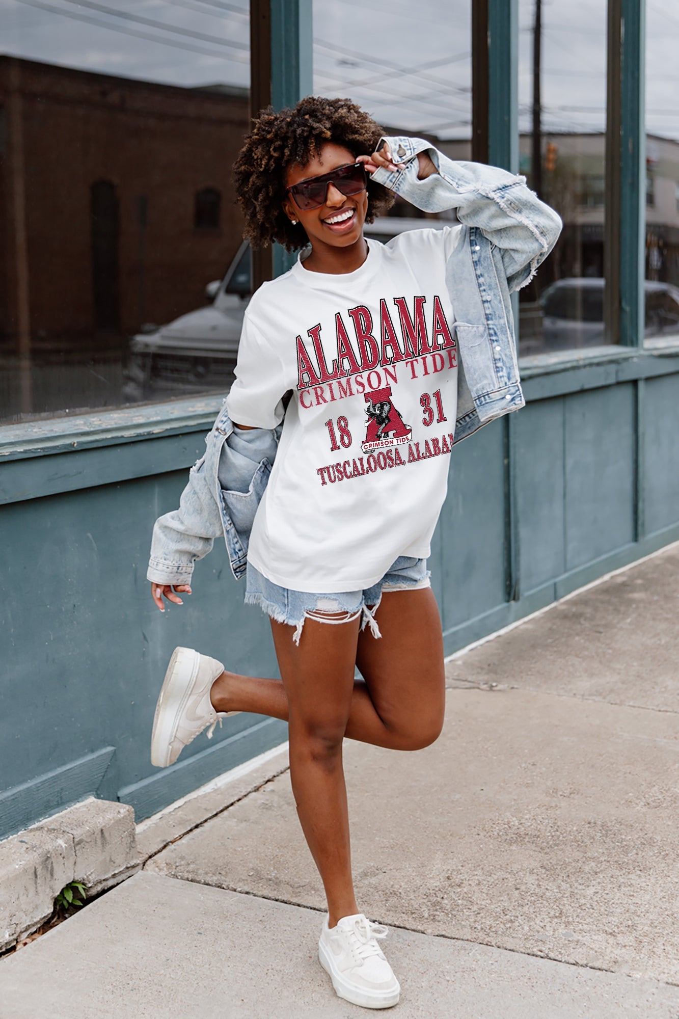 ALABAMA CRIMSON TIDE OLD SCHOOL COOL OVERSIZED CREWNECK TEE