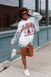 ALABAMA CRIMSON TIDE OLD SCHOOL COOL OVERSIZED CREWNECK TEE