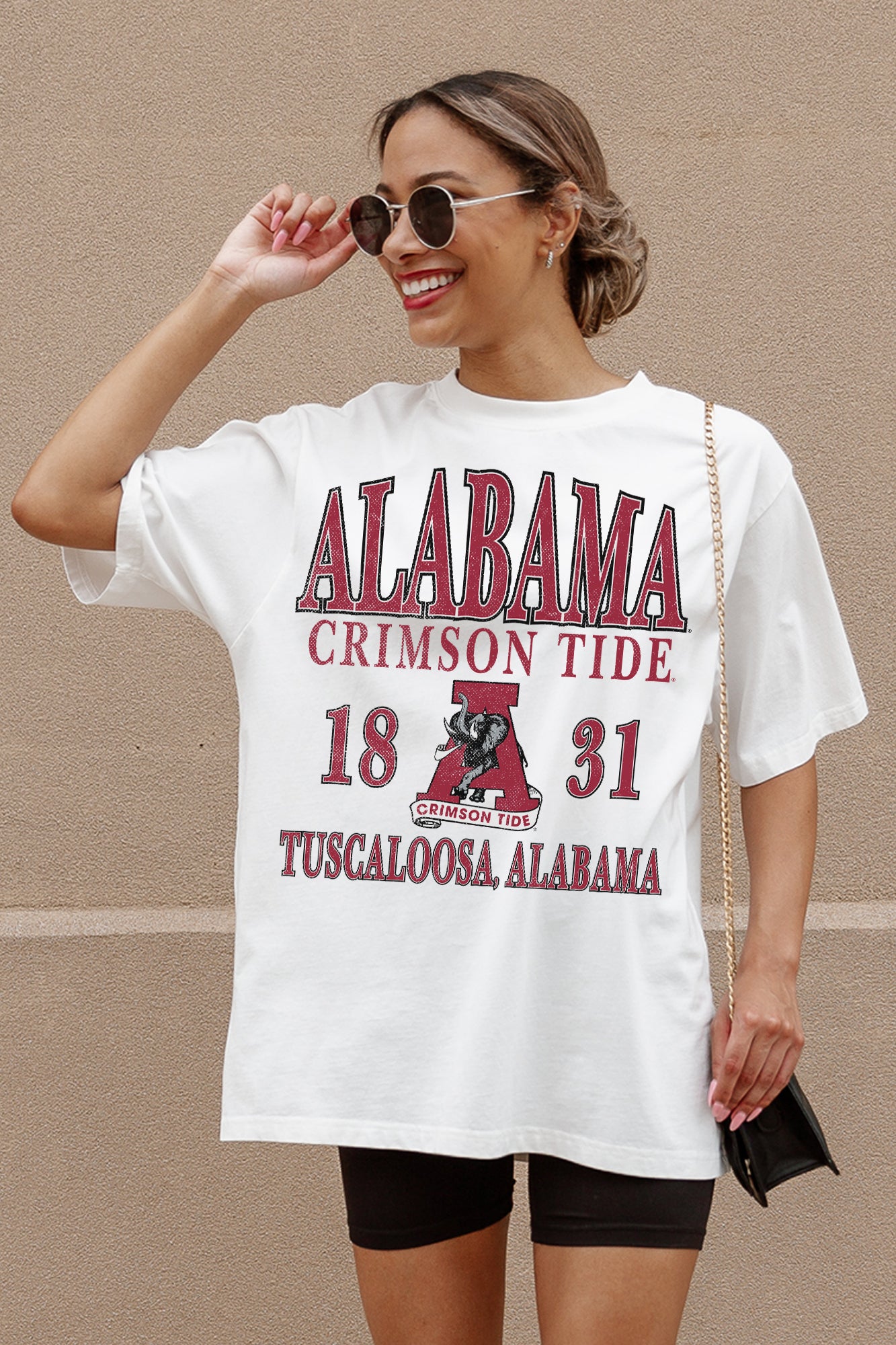 ALABAMA CRIMSON TIDE OLD SCHOOL COOL OVERSIZED CREWNECK TEE-