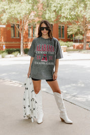 Grey Alabama Crimson Tide Throwback Oversized Crewneck Tee - On Model Lifestyle | Gameday Couture - SOHO