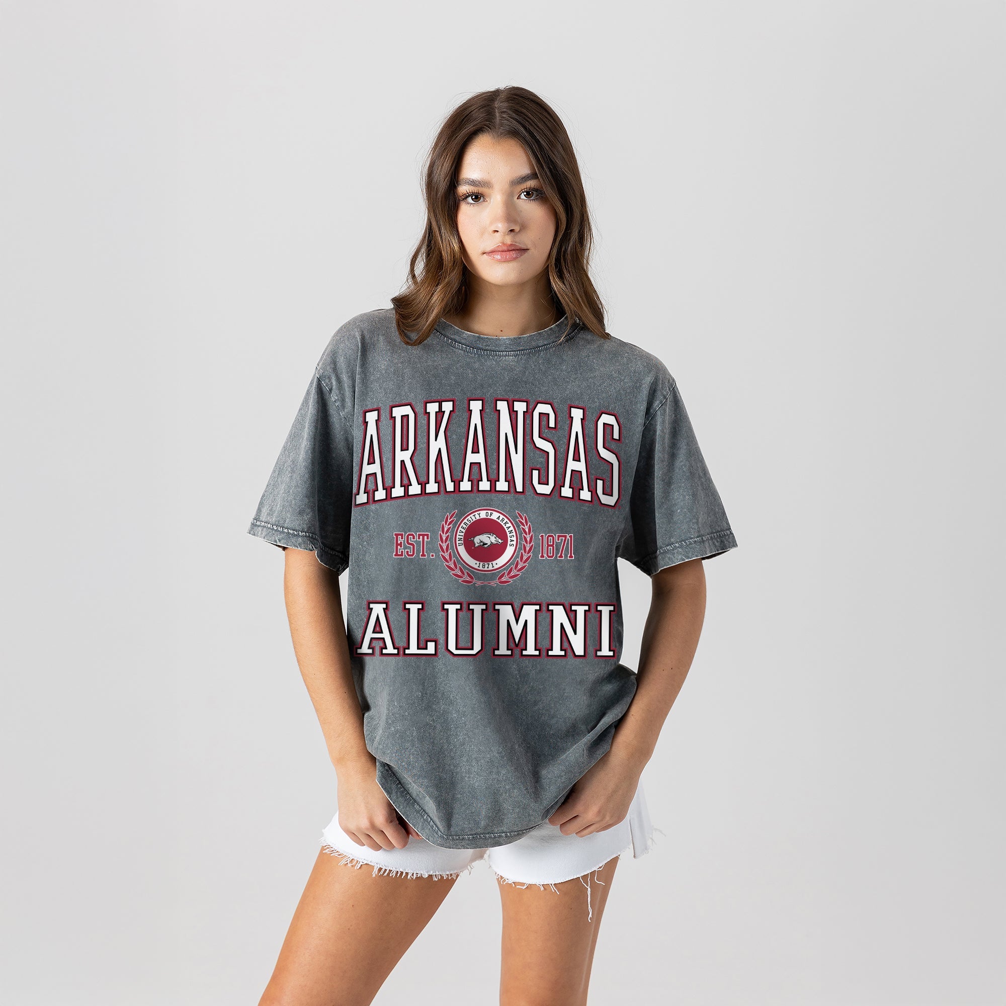 ARKANSAS RAZORBACKS DEGREE UNLOCKED WASHED RELAXED FIT TEE