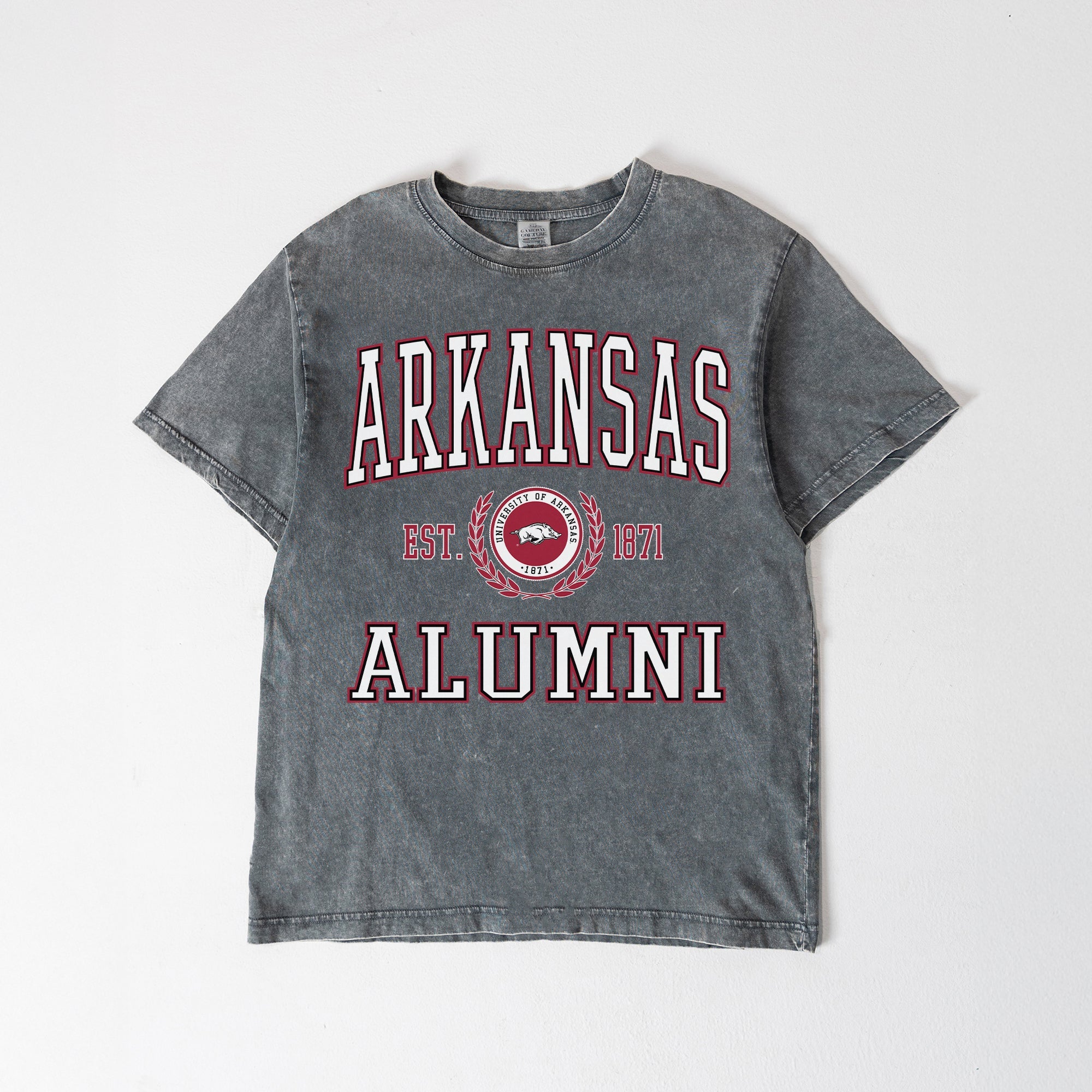 ARKANSAS RAZORBACKS DEGREE UNLOCKED WASHED RELAXED FIT TEE